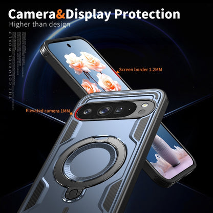 For Google Pixel 9 / 9 Pro PC Hybrid TPU Armor MagSafe Ring Holder Phone Case(Blue) by buy2fix