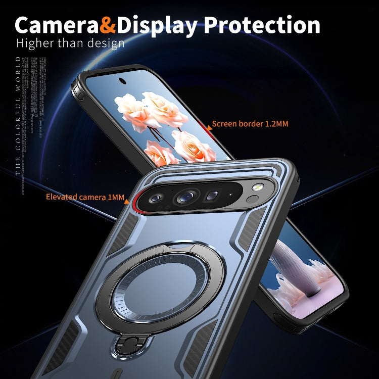 For Google Pixel 9 Pro XL PC Hybrid TPU Armor MagSafe Ring Holder Phone Case(Blue) by buy2fix