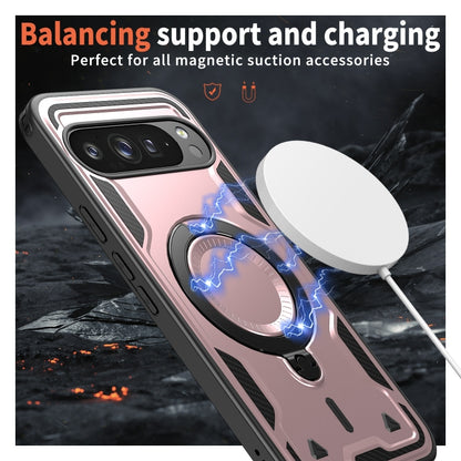 For Google Pixel 9 Pro XL PC Hybrid TPU Armor MagSafe Ring Holder Phone Case(Rose Gold) by buy2fix