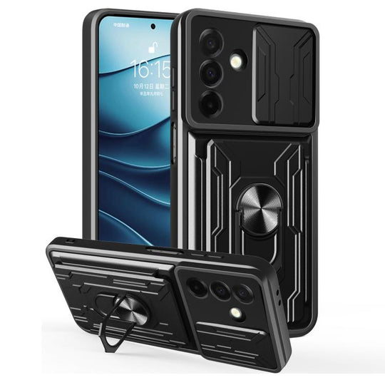 For Samsung Galaxy A26 5G Sliding Camshield TPU+PC Phone Case with Card Slot(Black)