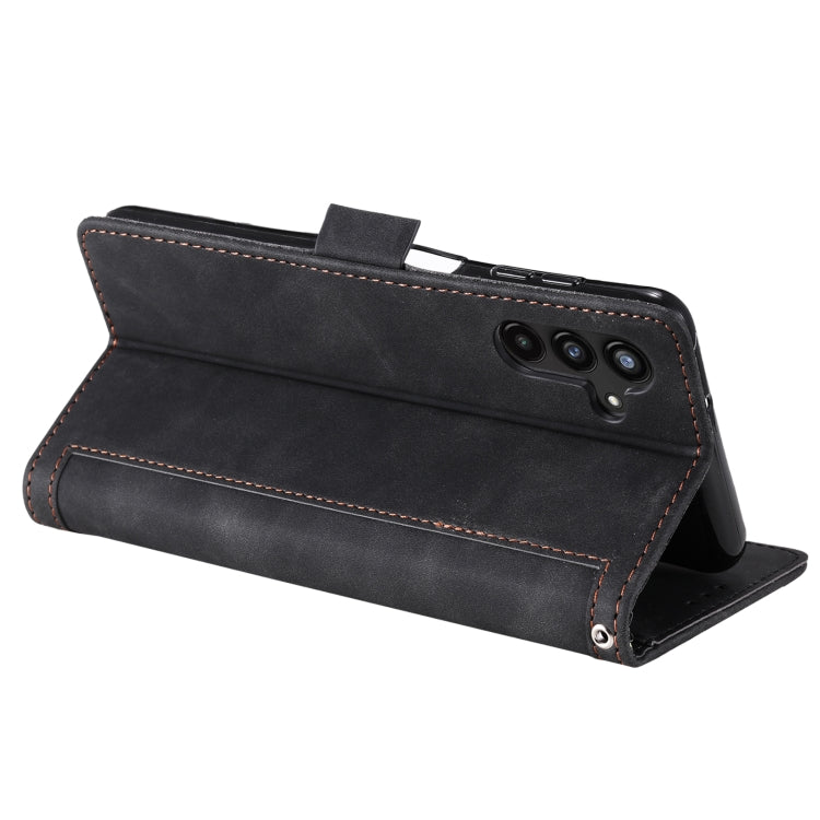 For Samsung Galaxy S25+ 5G Retro Splicing Horizontal Flip Leather Phone Case(Black) by buy2fix