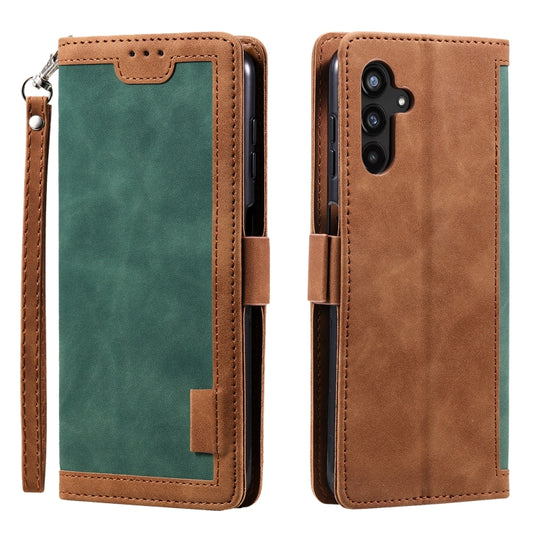 For Samsung Galaxy S25+ 5G Retro Splicing Horizontal Flip Leather Phone Case(Green) - Galaxy S25+ 5G Cases by buy2fix | Online Shopping UK | buy2fix