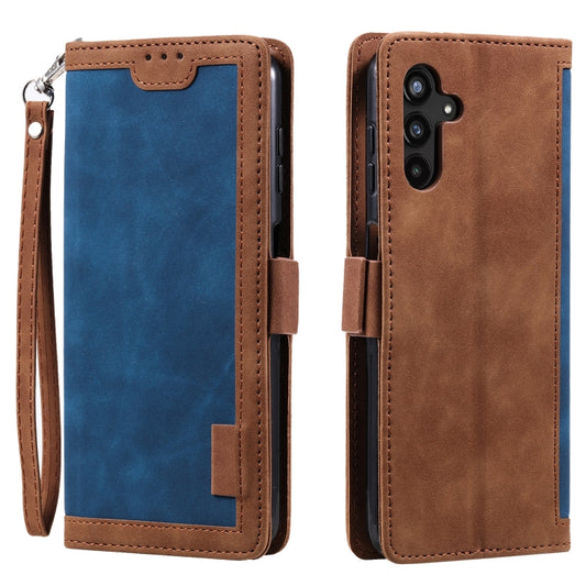 For Samsung Galaxy S25+ 5G Retro Splicing Horizontal Flip Leather Phone Case(Blue) - Galaxy S25+ 5G Cases by buy2fix | Online Shopping UK | buy2fix