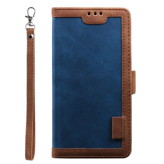 For Samsung Galaxy S25+ 5G Retro Splicing Horizontal Flip Leather Phone Case(Blue) by buy2fix