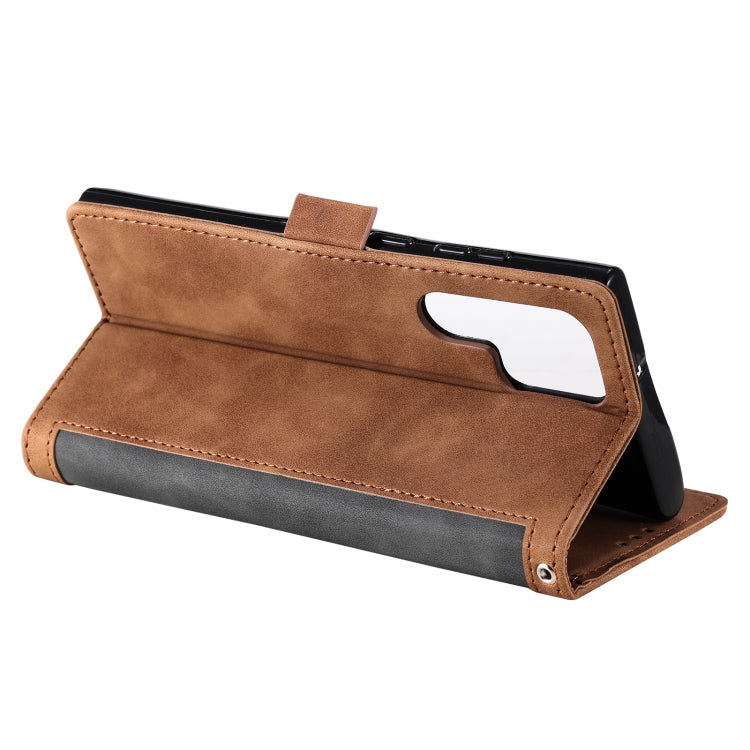 For Samsung Galaxy S25 Ultra 5G Retro Splicing Horizontal Flip Leather Phone Case(Grey) by buy2fix