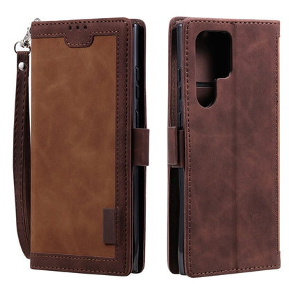 For Samsung Galaxy S25 Ultra 5G Retro Splicing Horizontal Flip Leather Phone Case(Brown) by buy2fix