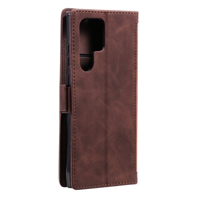 For Samsung Galaxy S25 Ultra 5G Retro Splicing Horizontal Flip Leather Phone Case(Brown) by buy2fix