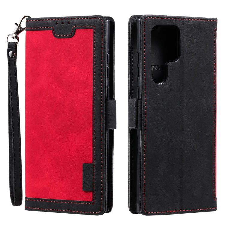 For Samsung Galaxy S25 Ultra 5G Retro Splicing Horizontal Flip Leather Phone Case(Red) by buy2fix