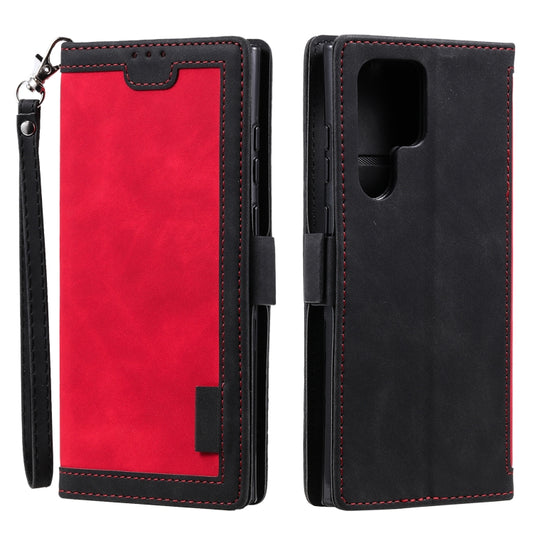 For Samsung Galaxy S25 Ultra 5G Retro Splicing Horizontal Flip Leather Phone Case(Red) by buy2fix