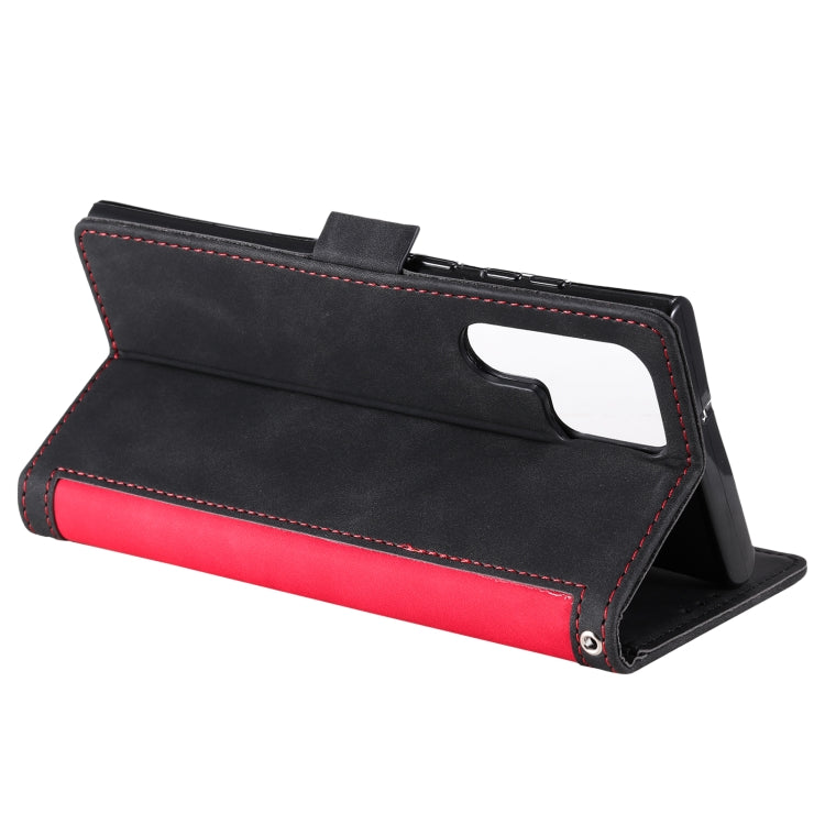 For Samsung Galaxy S25 Ultra 5G Retro Splicing Horizontal Flip Leather Phone Case(Red) by buy2fix