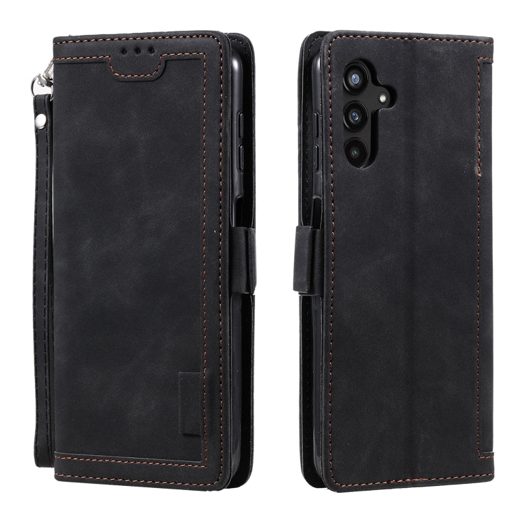 For Samsung Galaxy S25 5G Retro Splicing Horizontal Flip Leather Phone Case(Black) by buy2fix