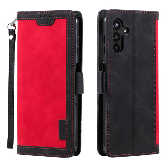 For Samsung Galaxy S25 5G Retro Splicing Horizontal Flip Leather Phone Case(Red) by buy2fix