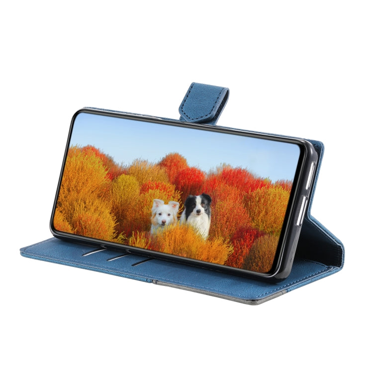 For Samsung Galaxy S25 5G TTUDRCH Embossed Line Splicing Leather Phone Case(Blue) by buy2fix