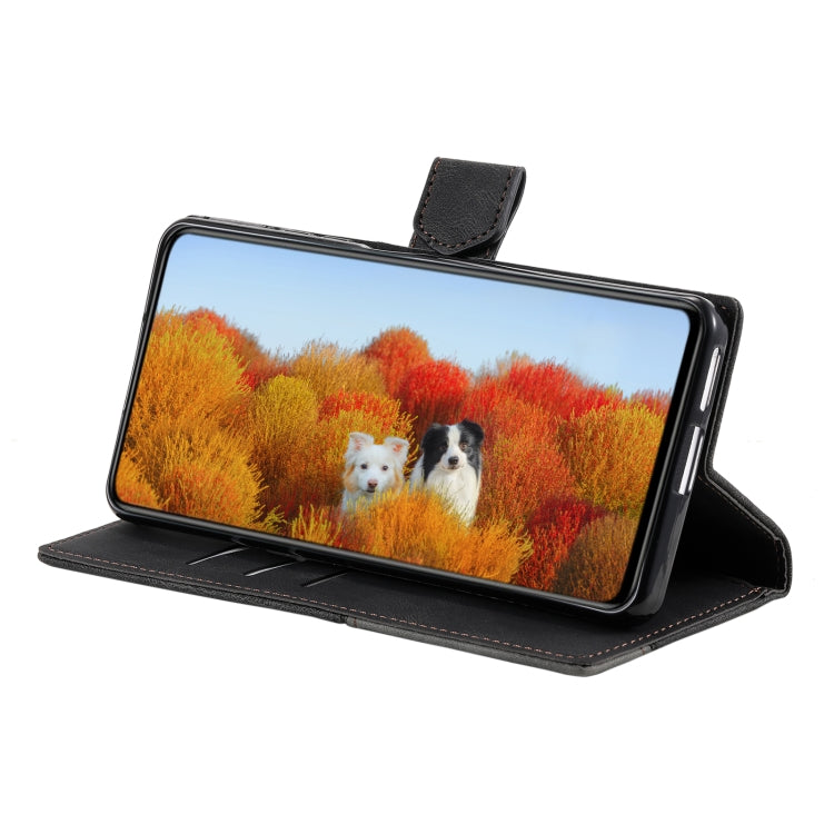 For Samsung Galaxy S25 Ultra 5G TTUDRCH Embossed Line Splicing Leather Phone Case(Black) by buy2fix