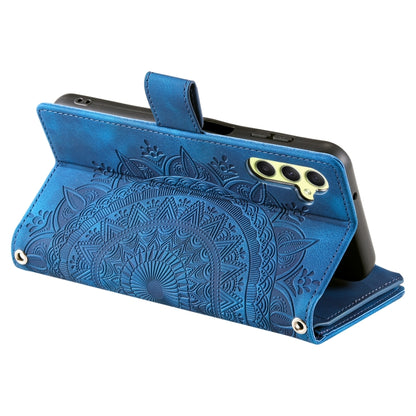For Samsung Galaxy S25 5G Multi-Card Totem Zipper Leather Phone Case(Blue) by buy2fix
