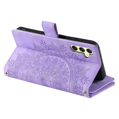 For Samsung Galaxy S25 5G Multi-Card Totem Zipper Leather Phone Case(Purple) by buy2fix