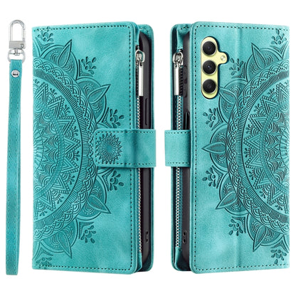 For Samsung Galaxy S25+ 5G Multi-Card Totem Zipper Leather Phone Case(Green) by buy2fix