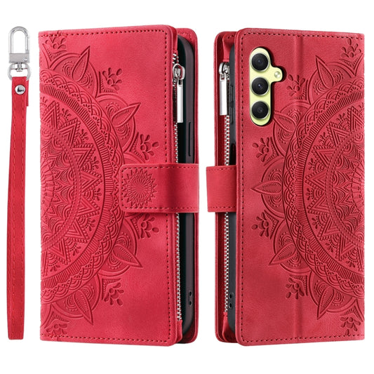 For Samsung Galaxy S25+ 5G Multi-Card Totem Zipper Leather Phone Case(Red) by buy2fix