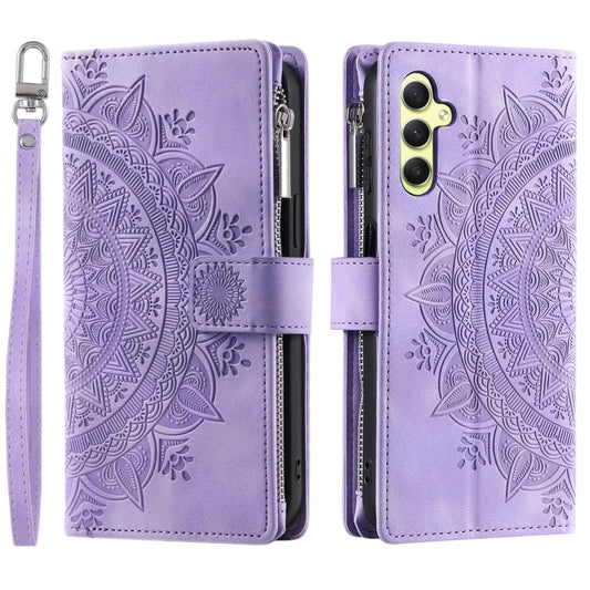For Samsung Galaxy S25+ 5G Multi-Card Totem Zipper Leather Phone Case(Purple) by buy2fix