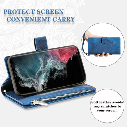 For Samsung Galaxy S25 Ultra 5G Multi-Card Totem Zipper Leather Phone Case(Blue) by buy2fix