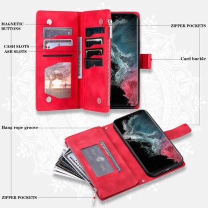 For Samsung Galaxy S25 Ultra 5G Multi-Card Totem Zipper Leather Phone Case(Red) by buy2fix
