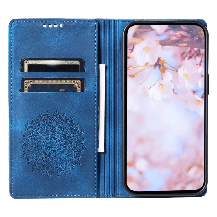 For Samsung Galaxy S25 5G Totem Embossed Magnetic Leather Phone Case(Blue) by buy2fix