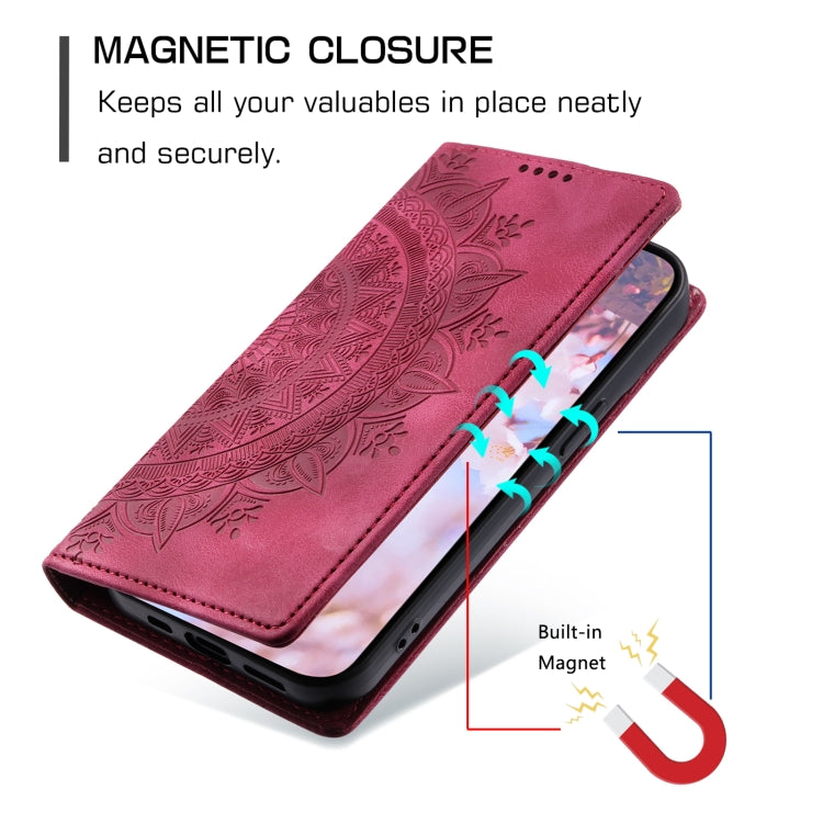 For Samsung Galaxy S25 5G Totem Embossed Magnetic Leather Phone Case(Red) by buy2fix