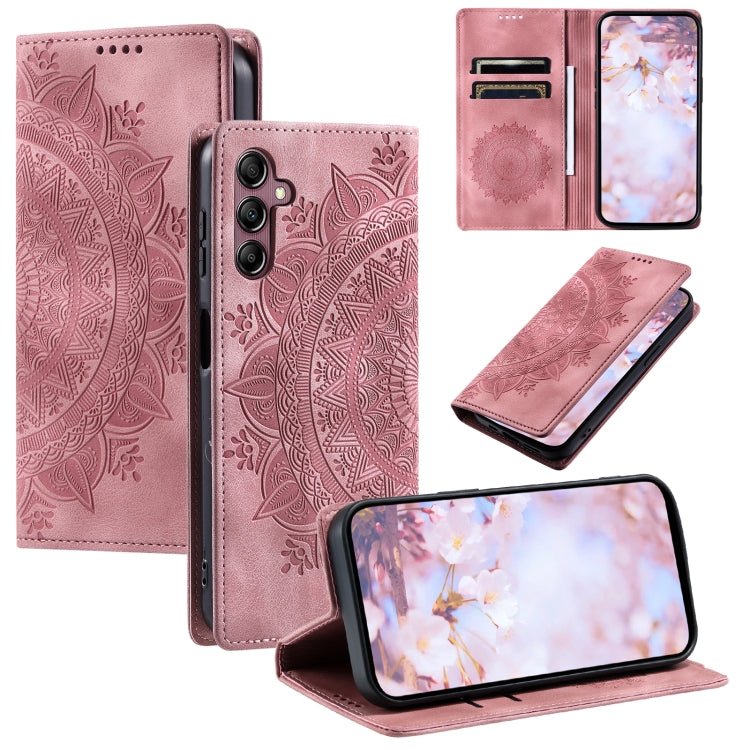 For Samsung Galaxy S25 5G Totem Embossed Magnetic Leather Phone Case(Rose Gold) by buy2fix