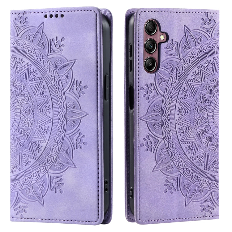 For Samsung Galaxy S25 5G Totem Embossed Magnetic Leather Phone Case(Purple) by buy2fix