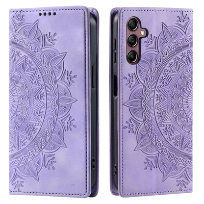 For Samsung Galaxy S25 5G Totem Embossed Magnetic Leather Phone Case(Purple) by buy2fix