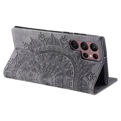 For Samsung Galaxy S25 Ultra 5G Totem Embossed Magnetic Leather Phone Case(Grey) by buy2fix