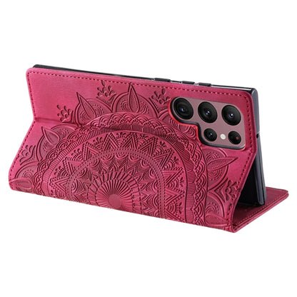 For Samsung Galaxy S25 Ultra 5G Totem Embossed Magnetic Leather Phone Case(Red) by buy2fix