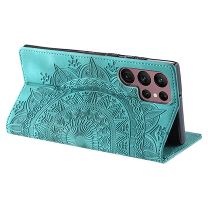 For Samsung Galaxy S25 Ultra 5G Totem Embossed Magnetic Leather Phone Case(Green) by buy2fix