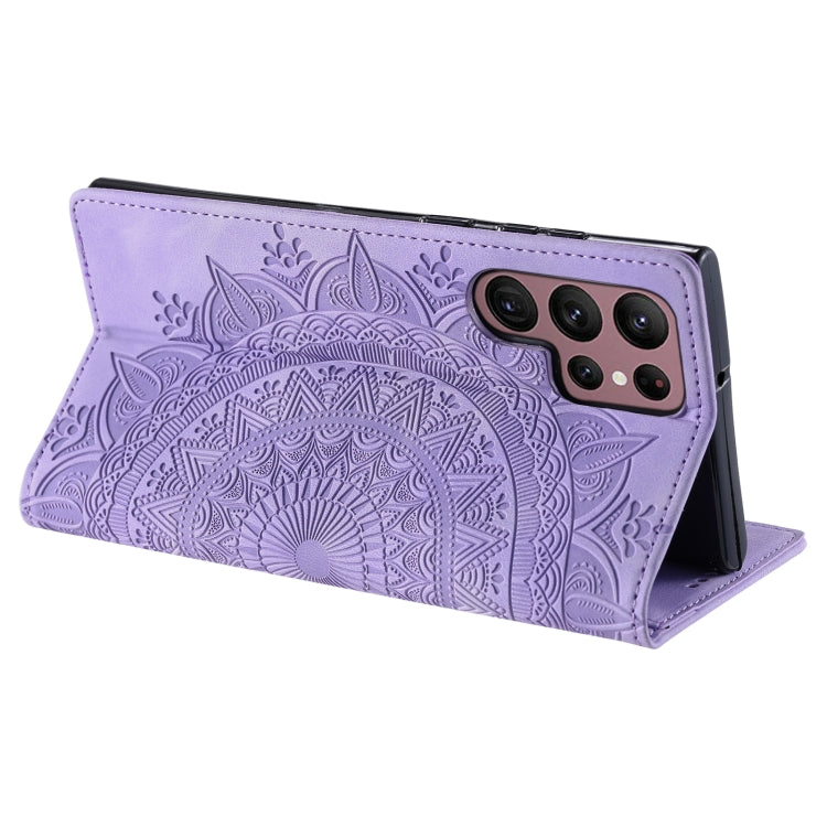 For Samsung Galaxy S25 Ultra 5G Totem Embossed Magnetic Leather Phone Case(Purple) by buy2fix