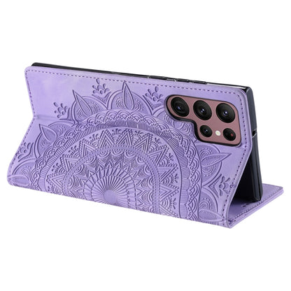 For Samsung Galaxy S25 Ultra 5G Totem Embossed Magnetic Leather Phone Case(Purple) by buy2fix