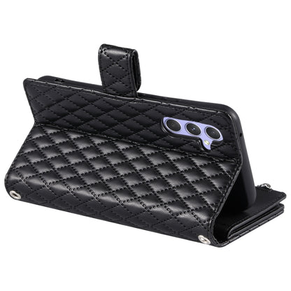 For Samsung Galaxy S25+ 5G Glitter Lattice Zipper Wallet Leather Phone Case(Black) by buy2fix