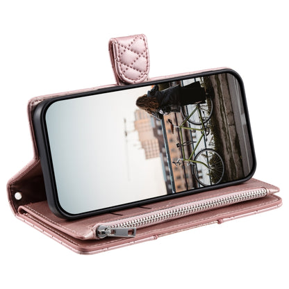 For Samsung Galaxy S25+ 5G Glitter Lattice Zipper Wallet Leather Phone Case(Rose Gold) by buy2fix