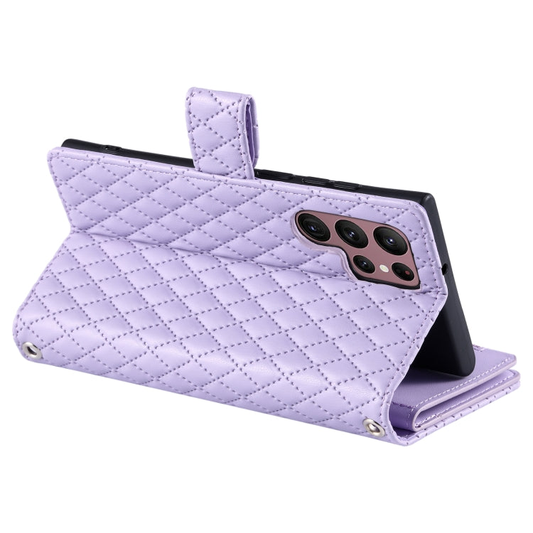 For Samsung Galaxy S25 Ultra 5G Glitter Lattice Zipper Wallet Leather Phone Case(Purple) by buy2fix