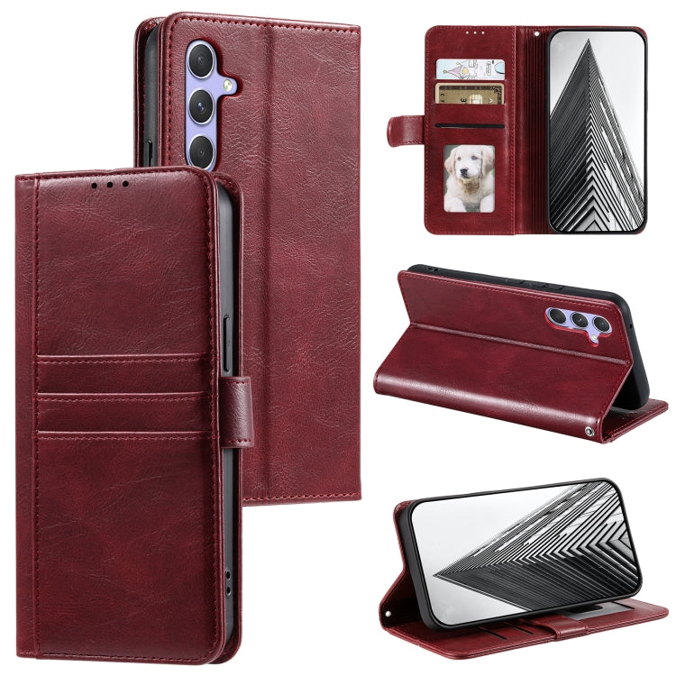 For Samsung Galaxy S25 5G Simple 6-Card Wallet Leather Phone Case(Wine Red) by buy2fix
