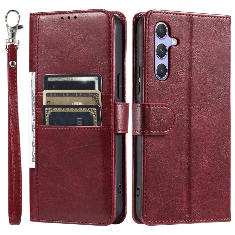 For Samsung Galaxy S25 5G Simple 6-Card Wallet Leather Phone Case(Wine Red) by buy2fix