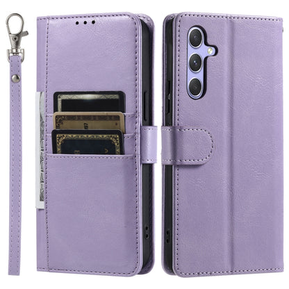 For Samsung Galaxy S25 5G Simple 6-Card Wallet Leather Phone Case(Purple) by buy2fix