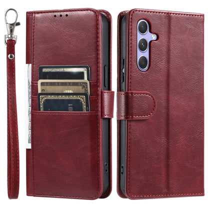 For Samsung Galaxy S25+ 5G Simple 6-Card Wallet Leather Phone Case(Wine Red) - Galaxy S25+ 5G Cases by buy2fix | Online Shopping UK | buy2fix