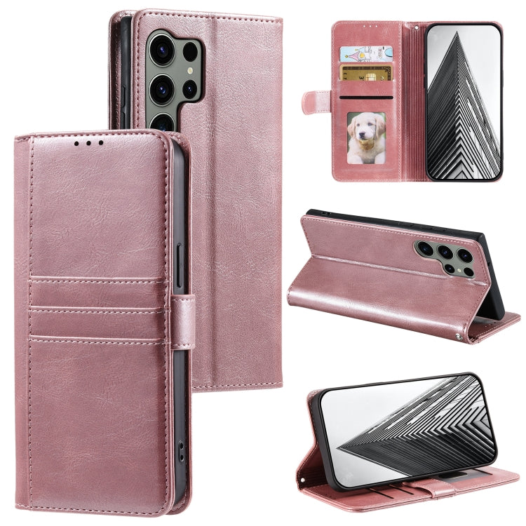 For Samsung Galaxy S25 Ultra 5G Simple 6-Card Wallet Leather Phone Case(Rose Gold) by buy2fix