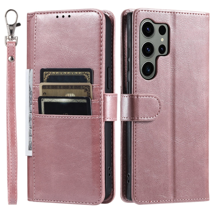 For Samsung Galaxy S25 Ultra 5G Simple 6-Card Wallet Leather Phone Case(Rose Gold) by buy2fix