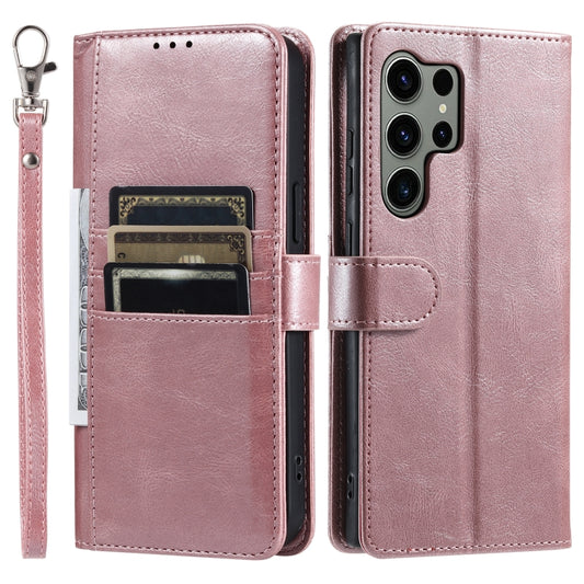 For Samsung Galaxy S25 Ultra 5G Simple 6-Card Wallet Leather Phone Case(Rose Gold) by buy2fix