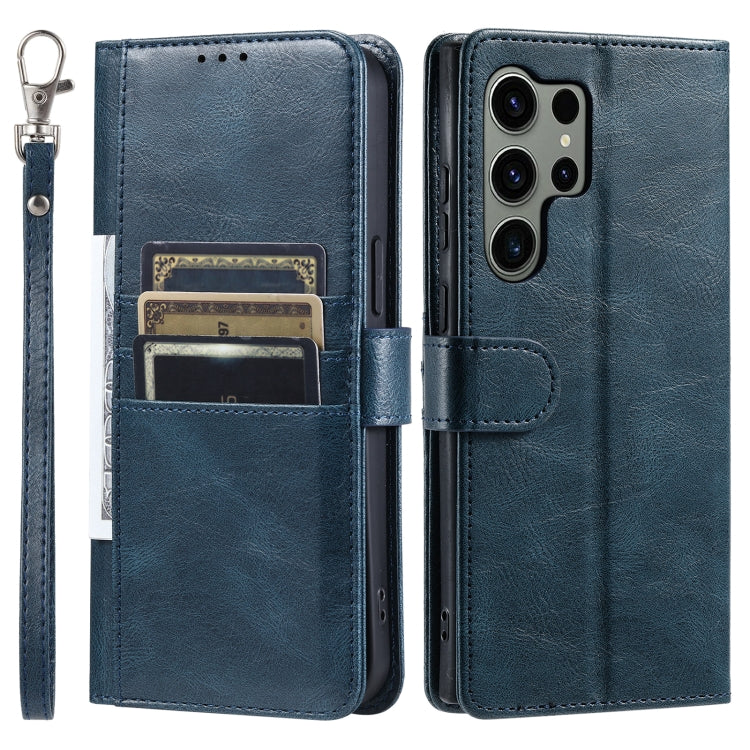 For Samsung Galaxy S25 Ultra 5G Simple 6-Card Wallet Leather Phone Case(Navy Blue) by buy2fix