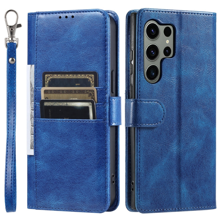 For Samsung Galaxy S25 Ultra 5G Simple 6-Card Wallet Leather Phone Case(Blue) by buy2fix