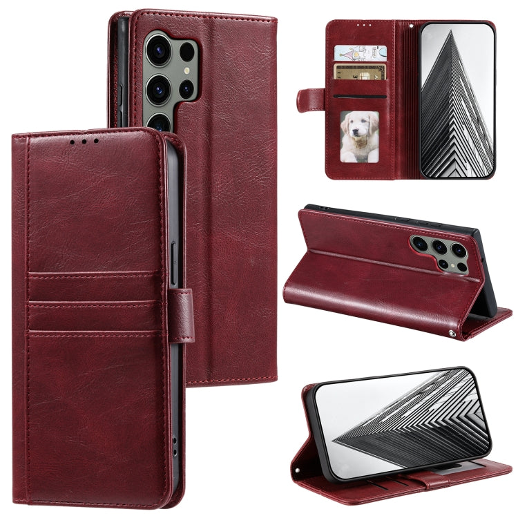For Samsung Galaxy S25 Ultra 5G Simple 6-Card Wallet Leather Phone Case(Wine Red) by buy2fix