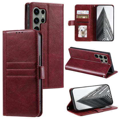 For Samsung Galaxy S25 Ultra 5G Simple 6-Card Wallet Leather Phone Case(Wine Red) by buy2fix
