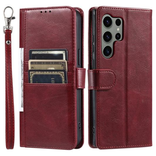 For Samsung Galaxy S25 Ultra 5G Simple 6-Card Wallet Leather Phone Case(Wine Red) by buy2fix